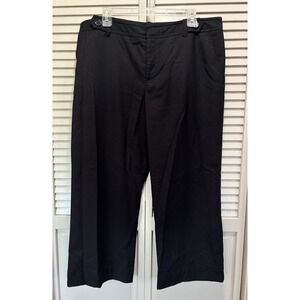 Merona Black Pinstripe Wide Leg Crop Dress Pants High Rise Side Zip Size‎ 16